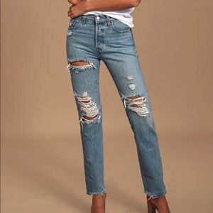 LEVI’S 501 Original High-Rise Distressed Jeans